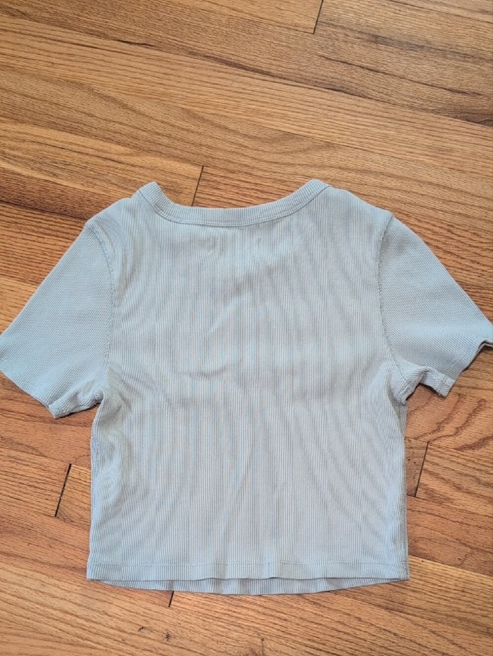 Everlane Pale Blue Ribbed Crop Tee - Picture 3 of 3